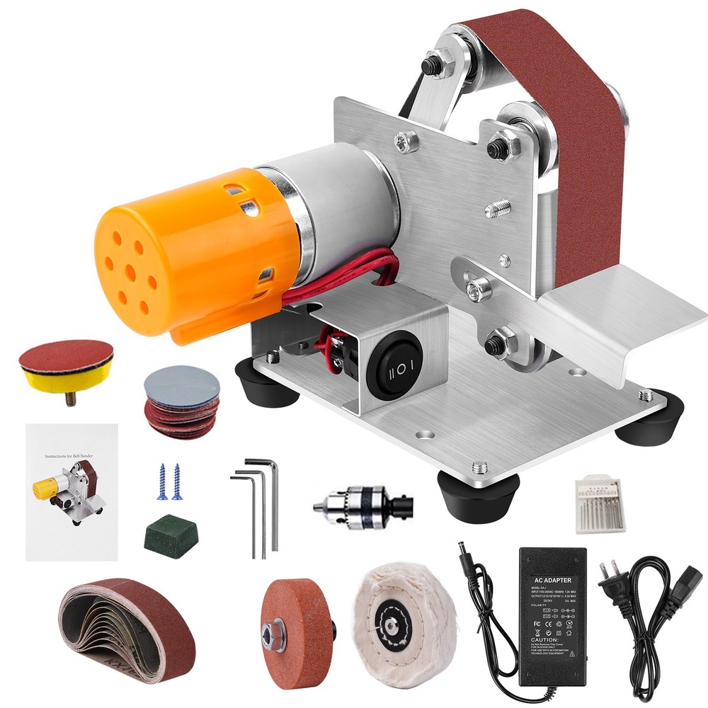 7 Speed Mini Belt Sander Adjustable Angle Polishing Grinding Machine