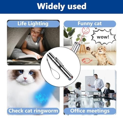 Cat Laser Pointer Toy Dog 7 Adjustable Pattern Long Range Lazer Toy USB Recharge