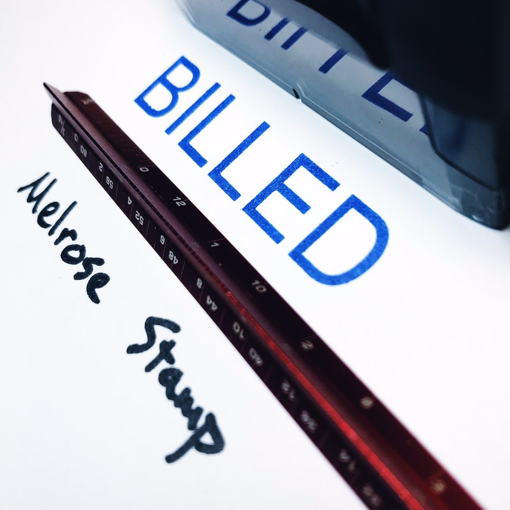 Billed Rubber Stamp Blue Ink Self Inking Ideal 4913