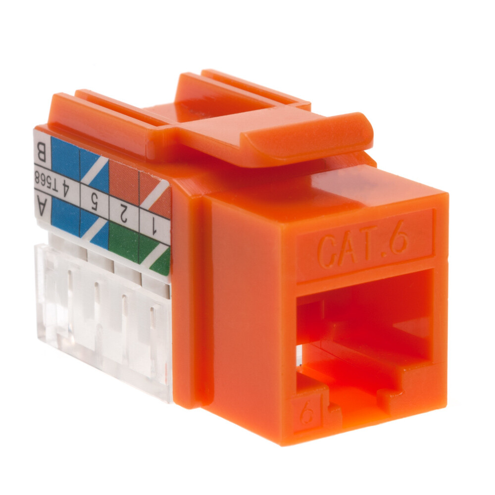 Cat6 Orange Keystone Jack 45 Degree Punch Down Network Connector Multi-Pack LOT