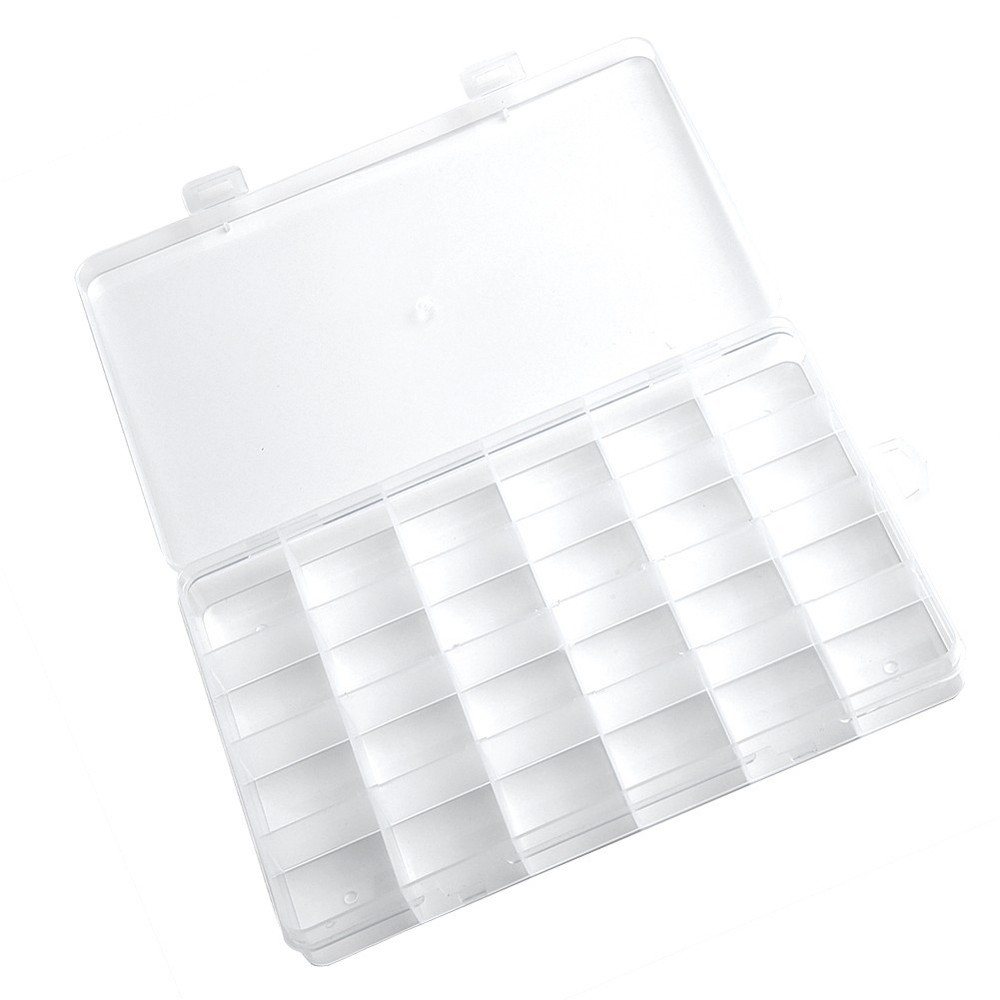 UK-24 Compartments Transparent Plastic Storage Box Electronic Component Parts