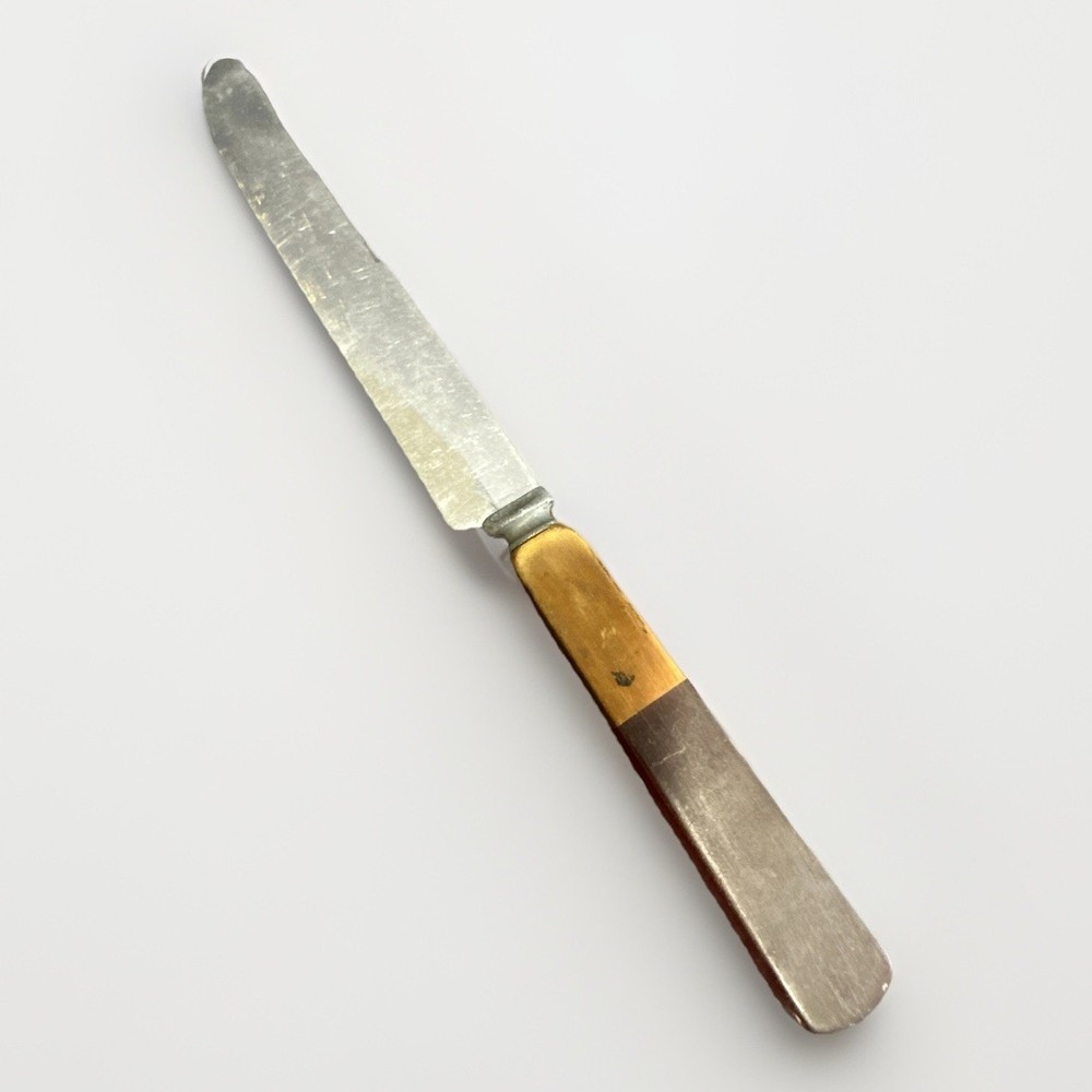 Vintage Bakelite Flatware Dinner Knife  * 2-Tone Butterscotch Cherry