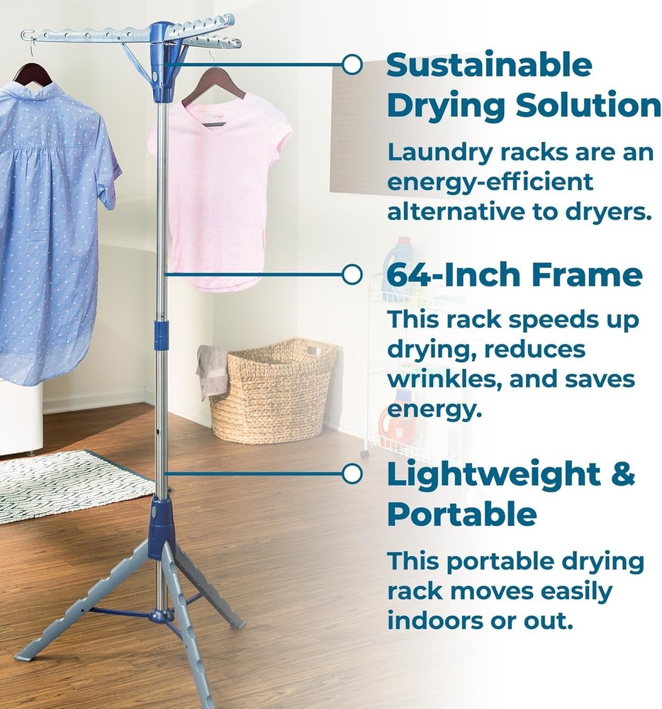 64-Inch Collapsible Steel Drying Rack - Space-Saving & Durable Laundry Solution