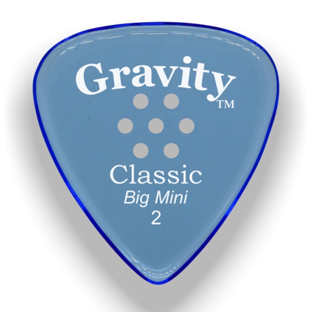 Used Gravity Picks Classic Big Mini Multi-Hole Polished Pick, 2mm, Blue