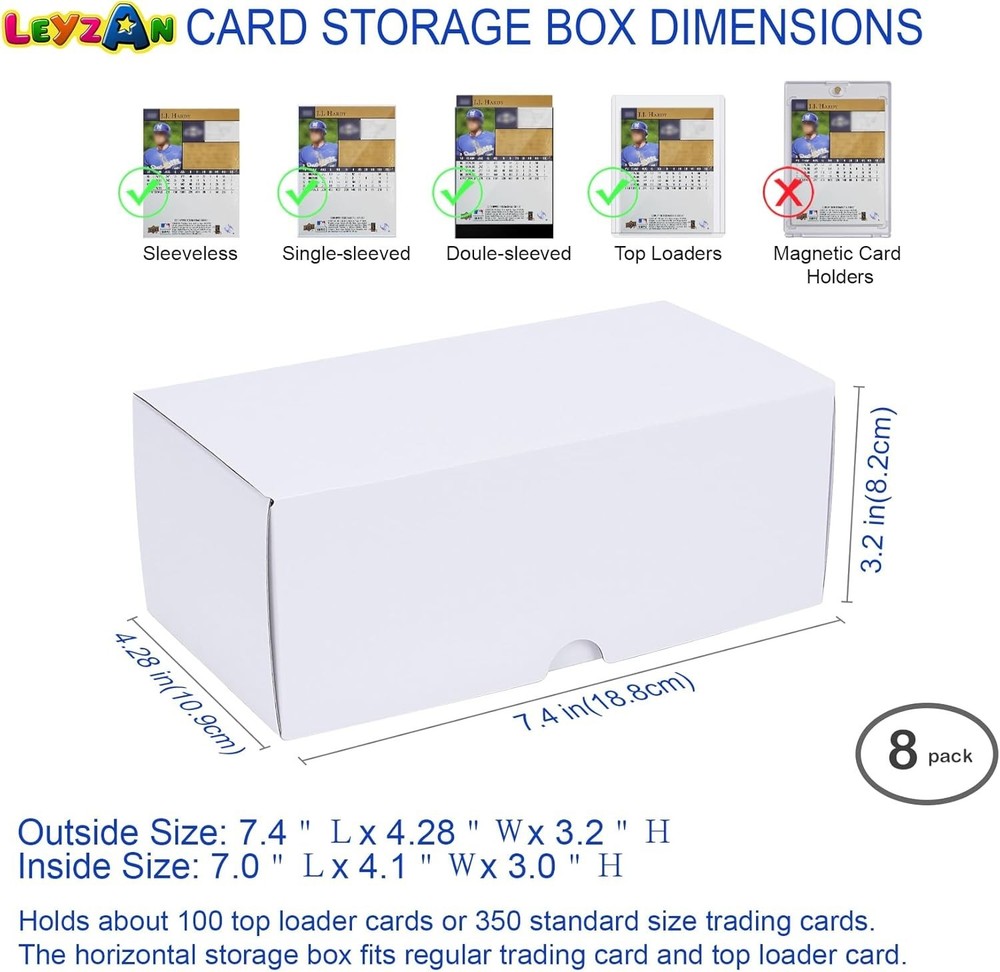 Toploader Storage Box 8-Pack Card Organizer Durable Corrugated Cardboard