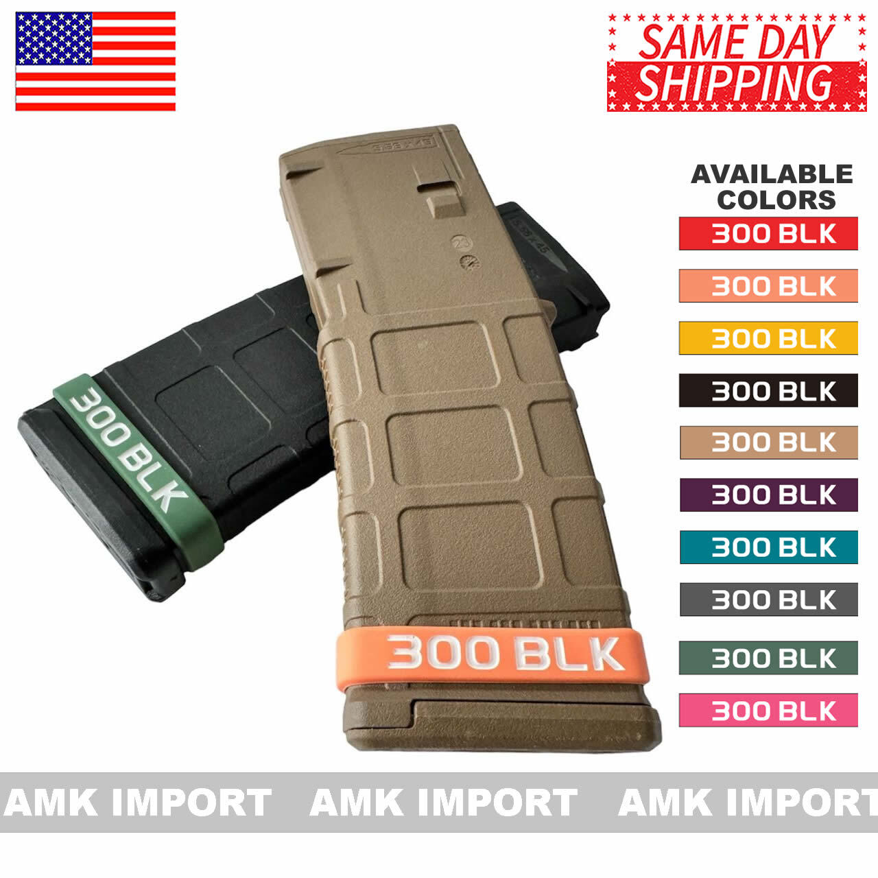 300 BLK Blackout Magazine ID Marking Bands /Upper Receiver AAC Mag Silicone Band