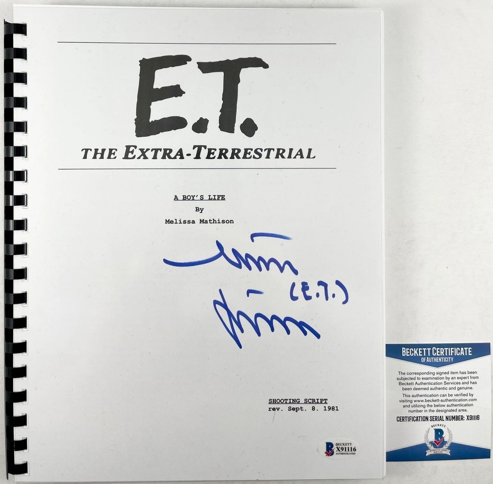 Matthew De Meritt Signed E.T. Complete Movie Script A Autograph BAS COA