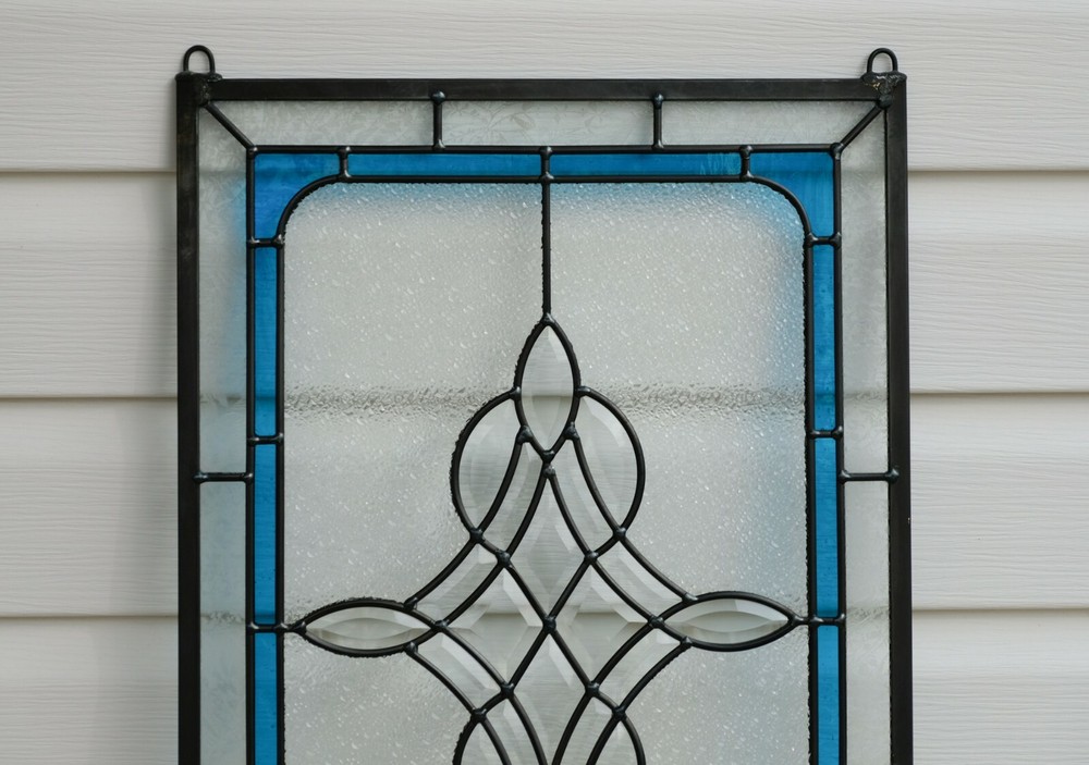 Handcrafted stained glass Clear Beveled window panel 16" x 24"