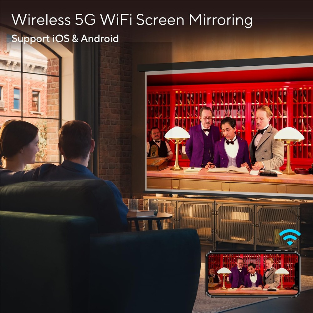 Mini Projector with WiFi and Bluetooth, 2026 Upgraded Projector 1080P Support...