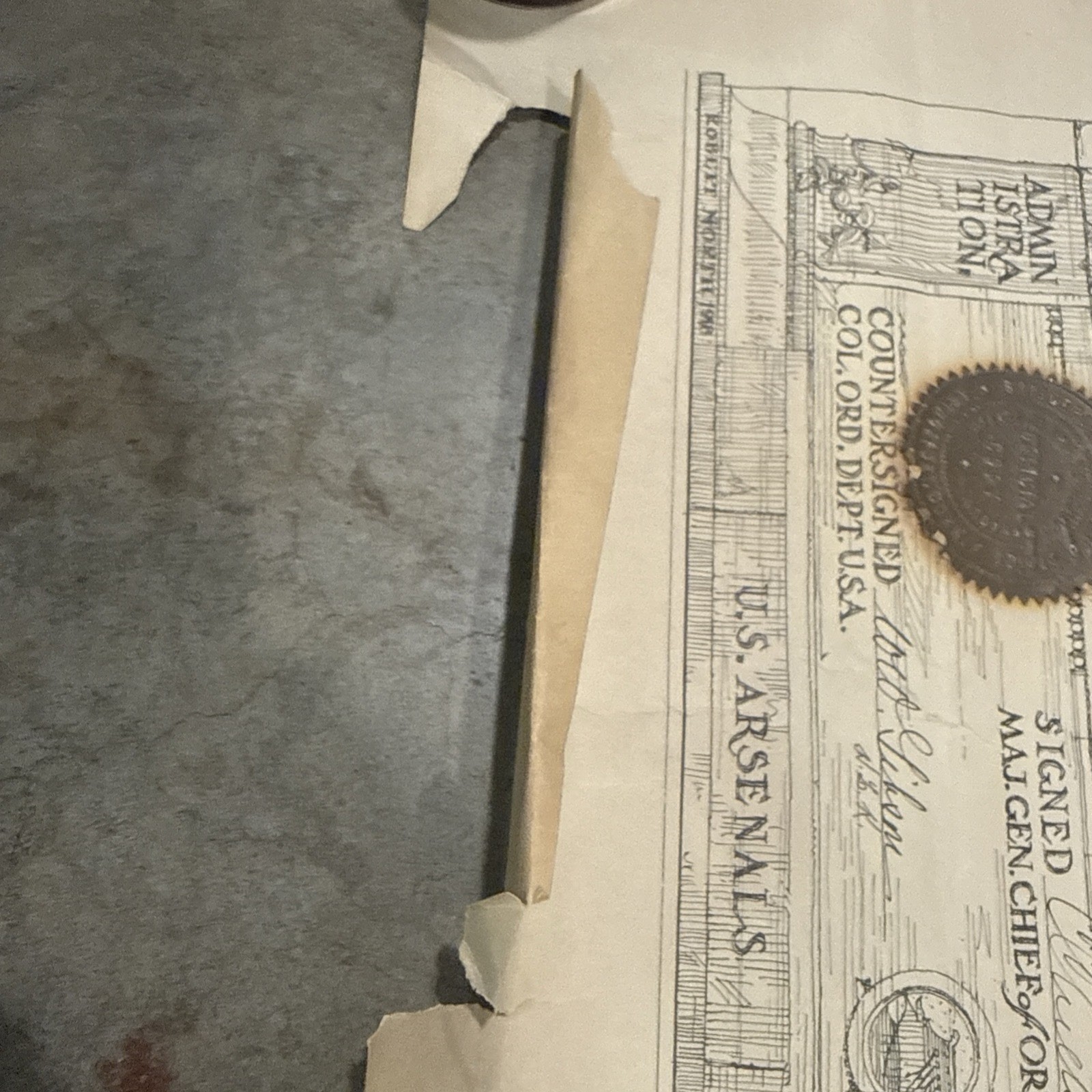 WWI US War Department Certificate of Service Forrest Campbell Chief of Ordnance