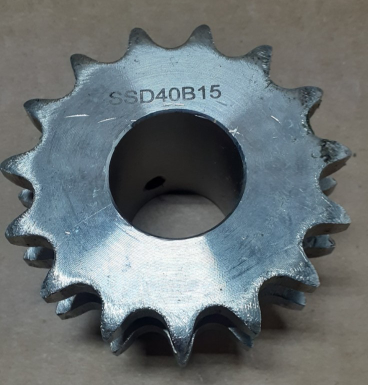 D40B15 Sprocket, Plain Stock Bore, Double Strand Chain