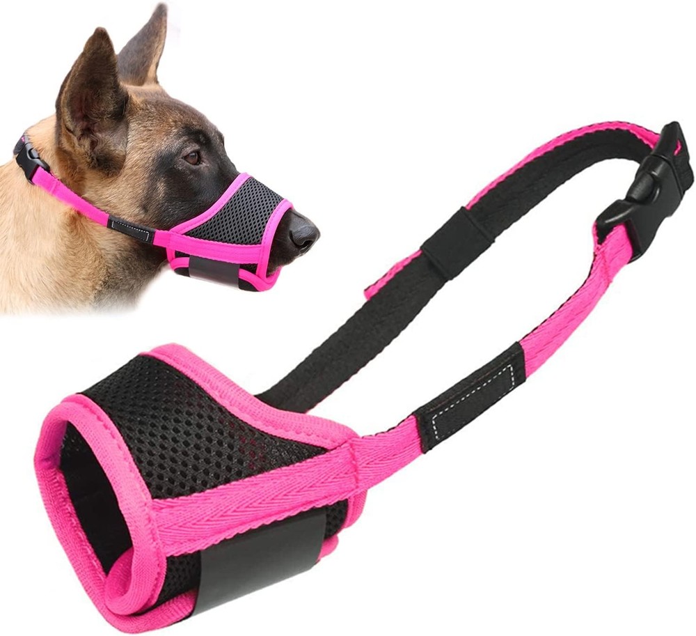 Dog Muzzle Anti Biting Barking & Chewing W/ Comfortable Mesh Soft Fabric &