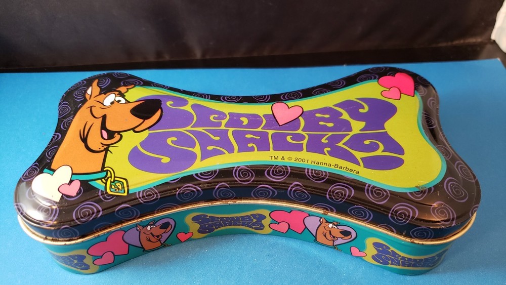 Empty SNOOBY SNACKS Bone Shaped TIN 2001 for Storage, Collections CARTOON Doo