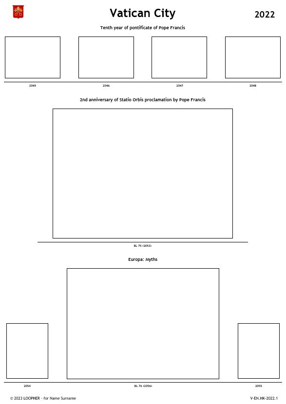 [VE-008] VATICAN CITY Digital Stamp Album [1929-2022, 246 pages] with Info-Pages