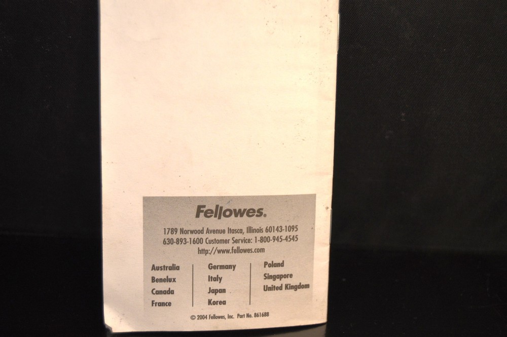 FELLOWES KEYBOARD MANUAL - Instruction Guide Basic 104 99148/98914 computer