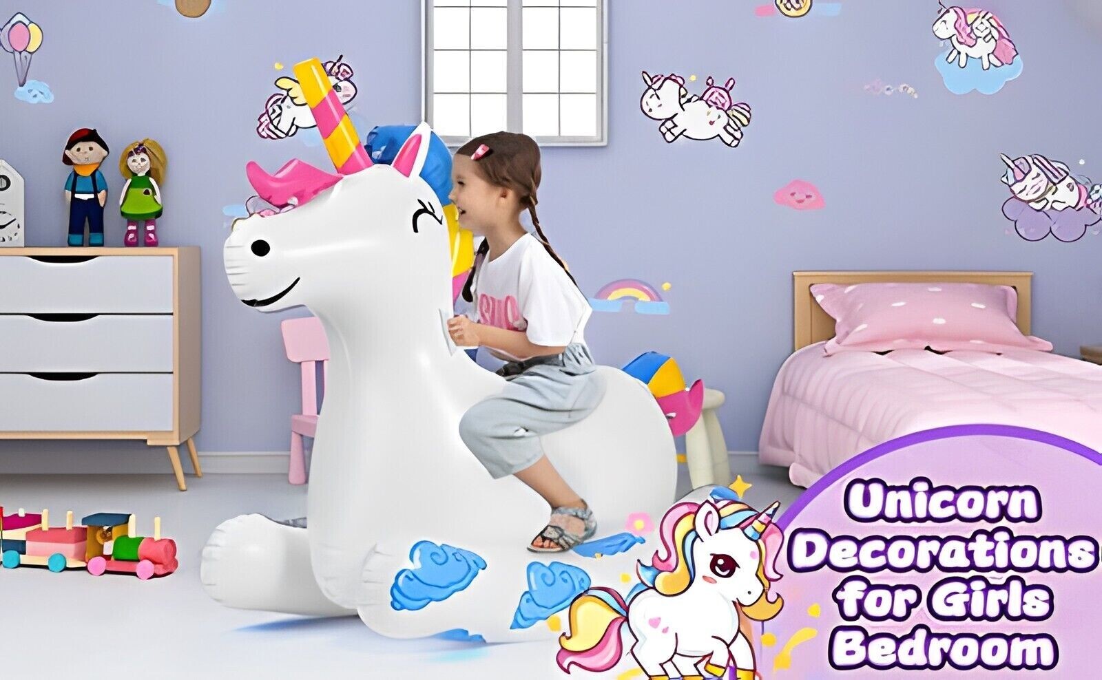 Unicorn Sprinkler for Kids Giant Inflatable Unicorn Pool Float Ride on