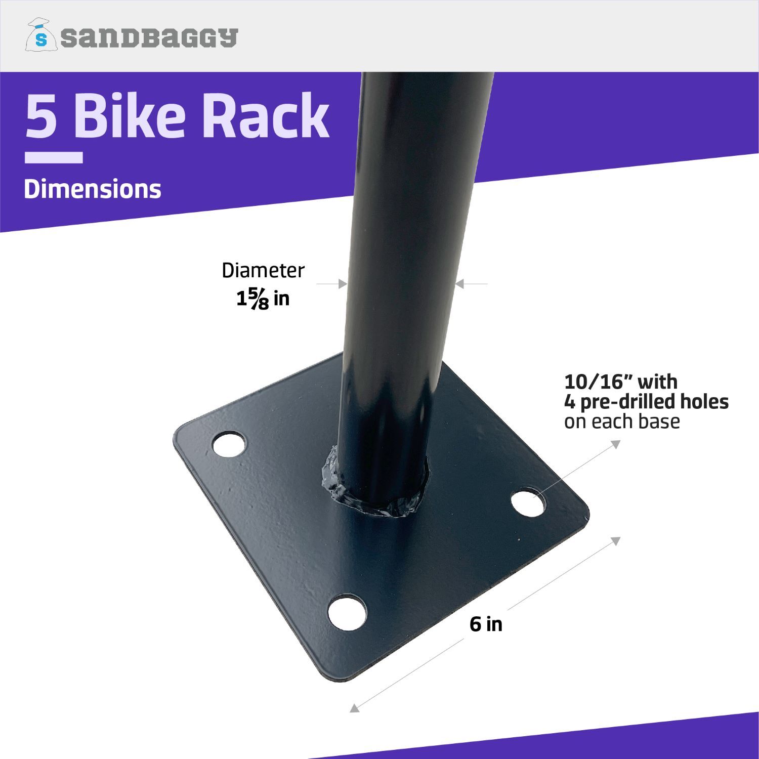 Sandbaggy Commercial Dual Loop Wave Bike Racks - In Ground - 5 Bike Capacity