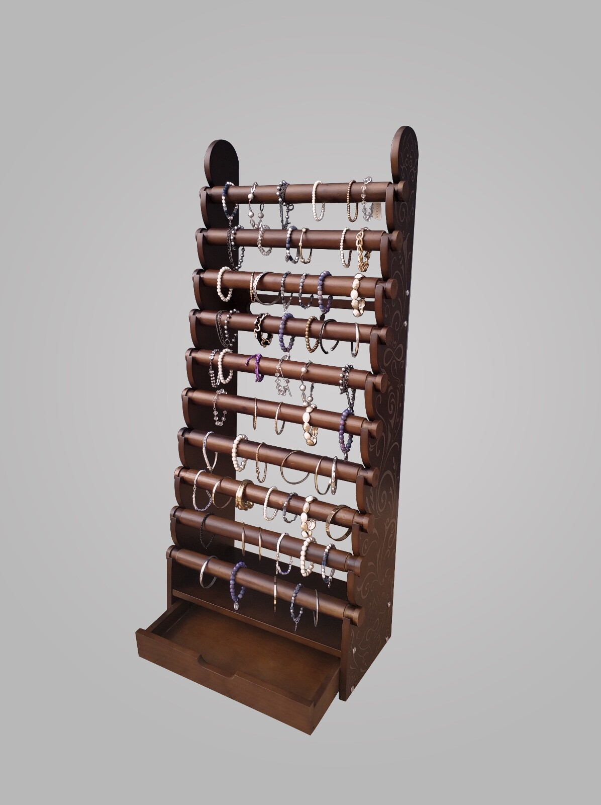 Giant 10 Tier Dark Wood Bracelet & Bangles Display Stand Holder +Free Shipping