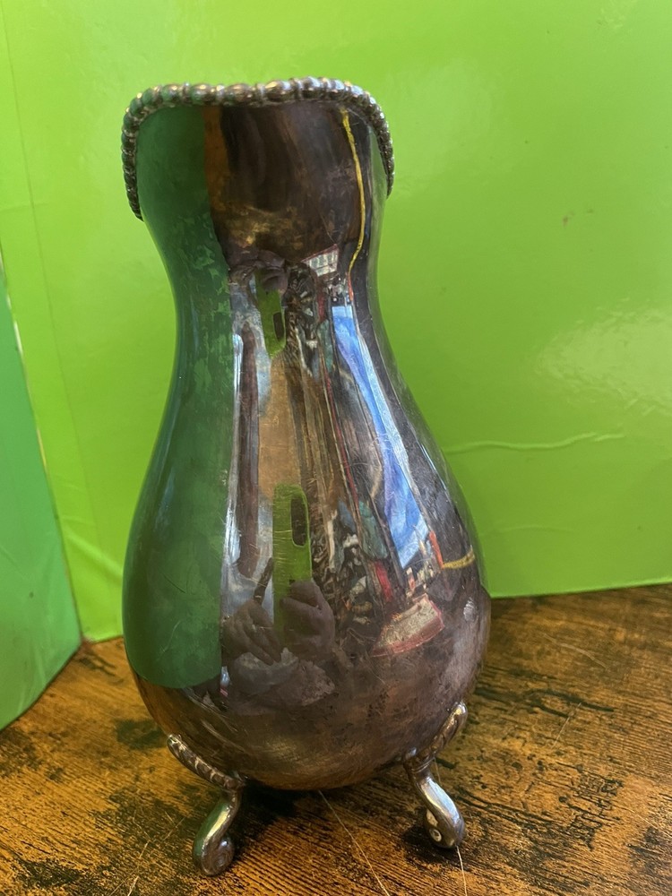 Vintage Silver Plated Footed Pitcher / Jug With Lid