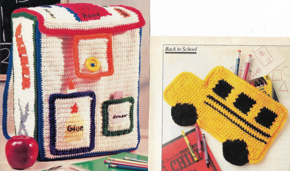 Backpack & School Bus Pencil Bag crochet pattern instructions