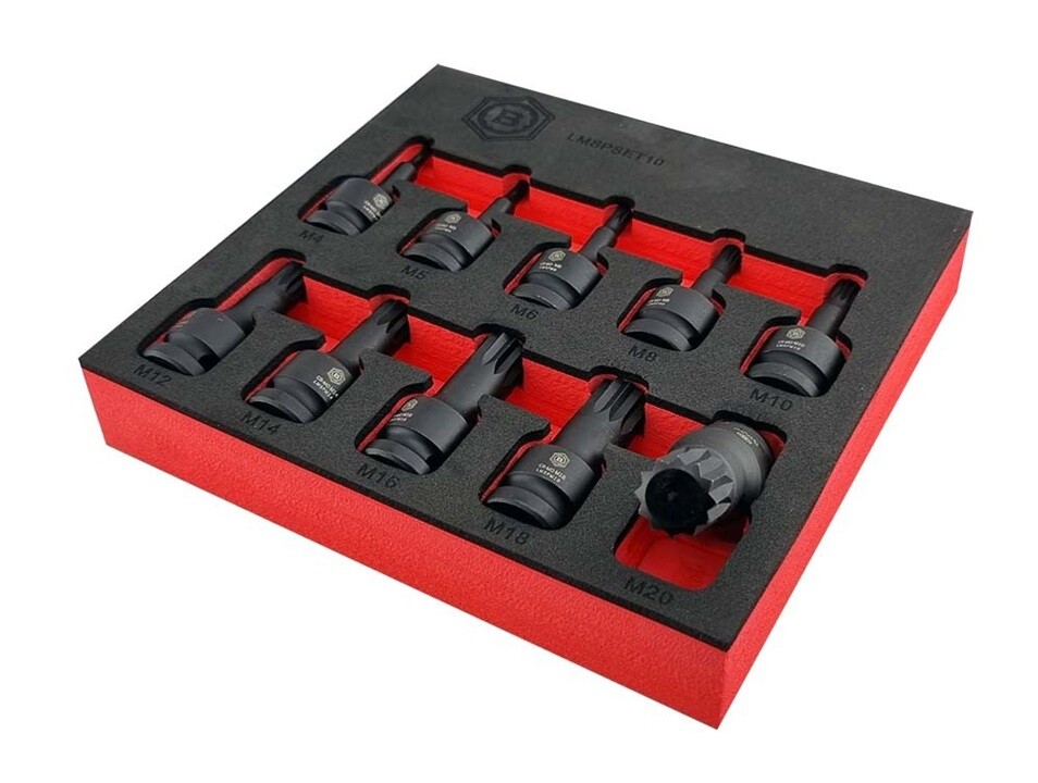 Britool Hallmark LMSPSET10 10 Piece 1/2″ Drive Spline Bit Socket Set M4 – M20
