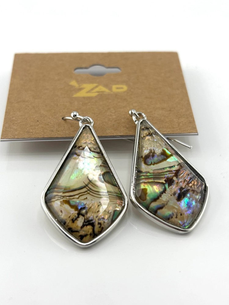 Shimmering Shell Silver Teardrop Earrings