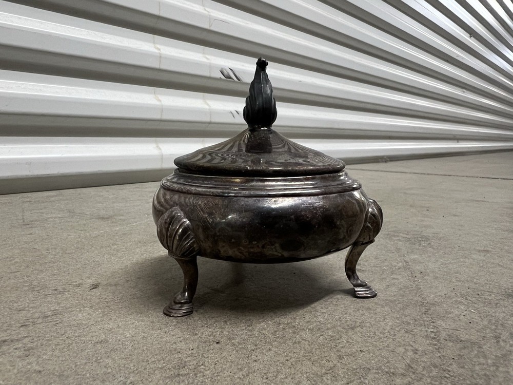 Small Vintage Sterling Silver Plate Sugar Dish with Lid