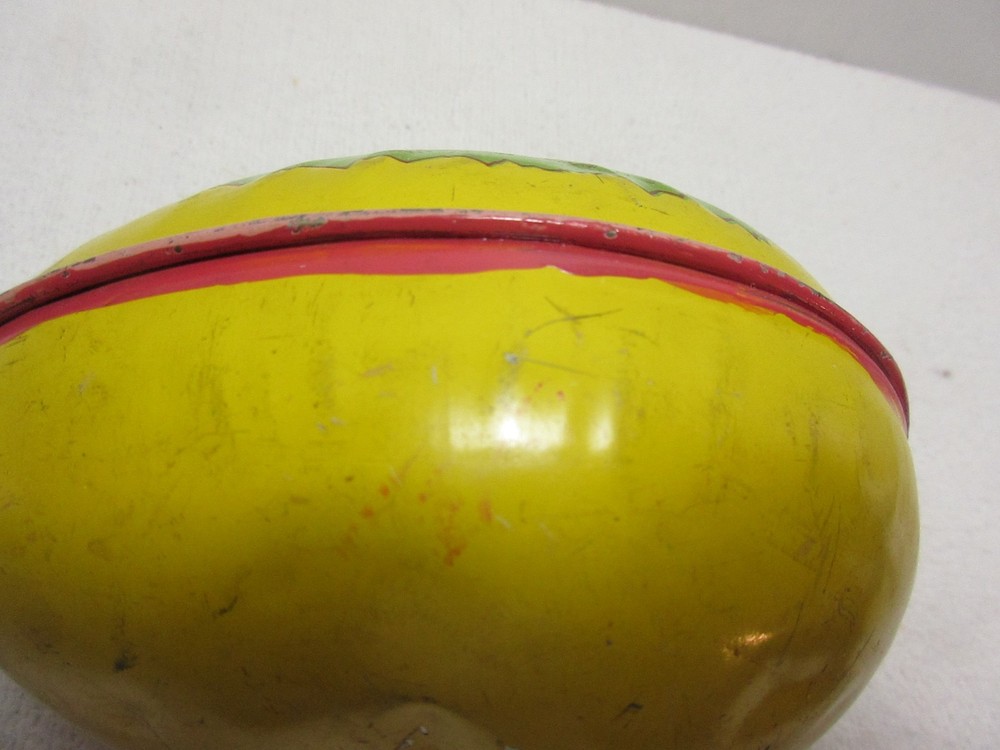 CHEIN TIN NESTING HEN ON EASTER EGG CONTAINER /MADE INTO BANK - DOESN'T OPEN
