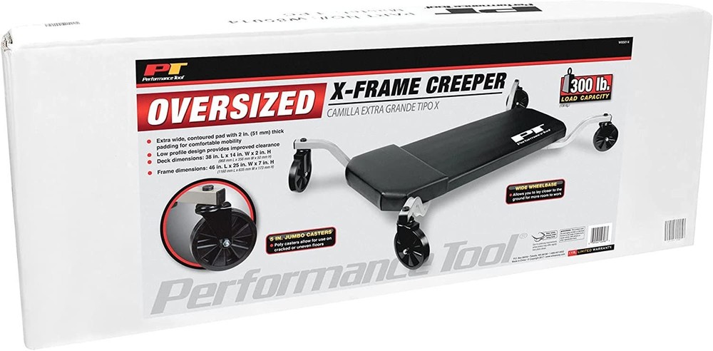 Performance Tool W85014 Oversized Shop Mechanic X-Frame Creeper Extra Padding
