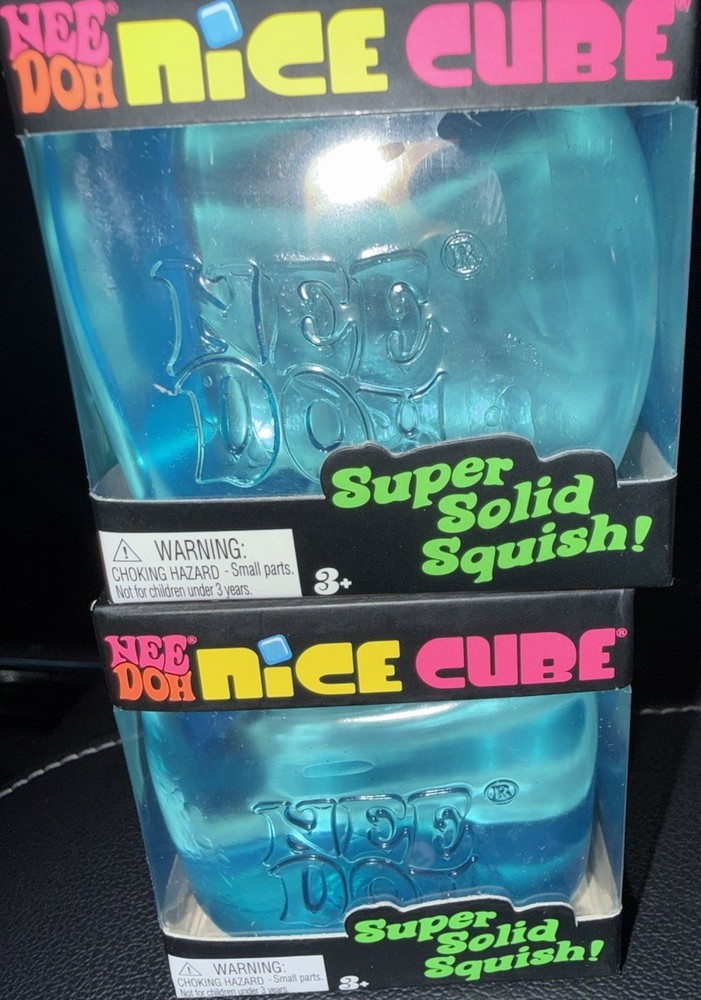 Nee Doh Nice Cube Super Solid Squish Tactile Squeeze Toy Blue 3+ Years