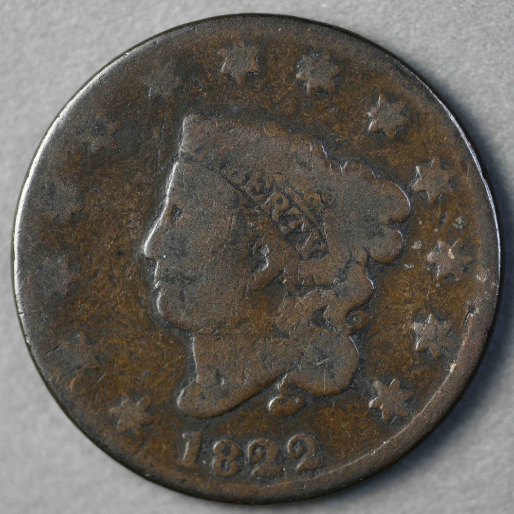 1822 Matron Head Large Cent Early Copper Type Coin