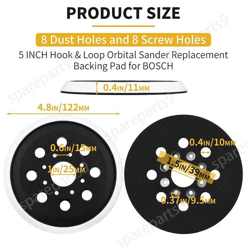 5" 8 Hole Hook & Loop Sander Pad For Bosch GEX125-1A PEX200A PEX220 PEX220AE