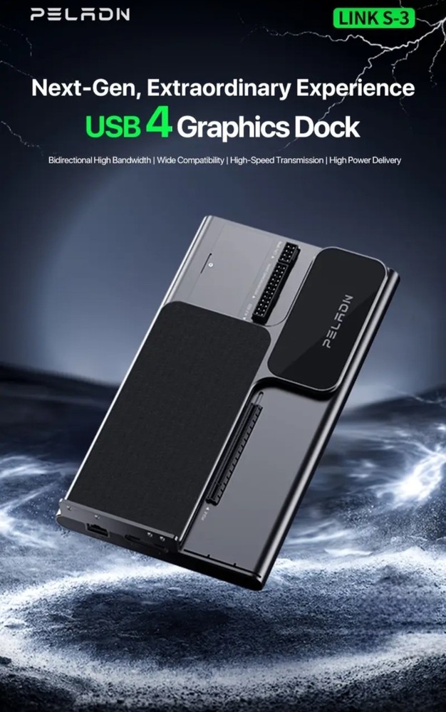 PELADN S-3 USB4 External GPU Dock Station, USB4×2 80Gbps Interface Graphics Dock