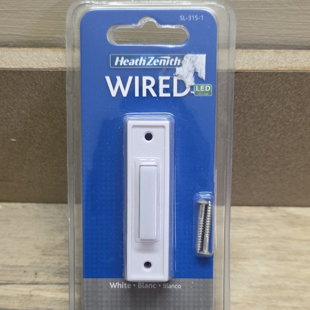 HeathZenith Wired LED Doorbell Push Button Surface Mount White SL-315-1