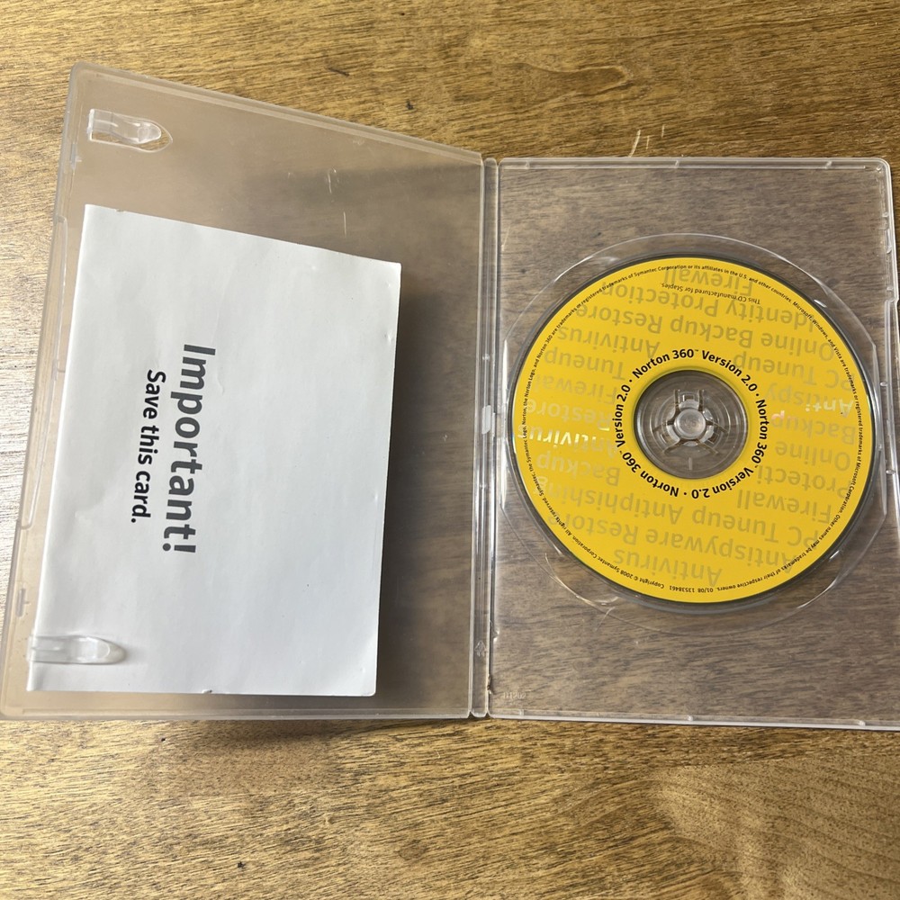 Norton 360 2.0 All-In-One Security Software CD And Key Version 2.0