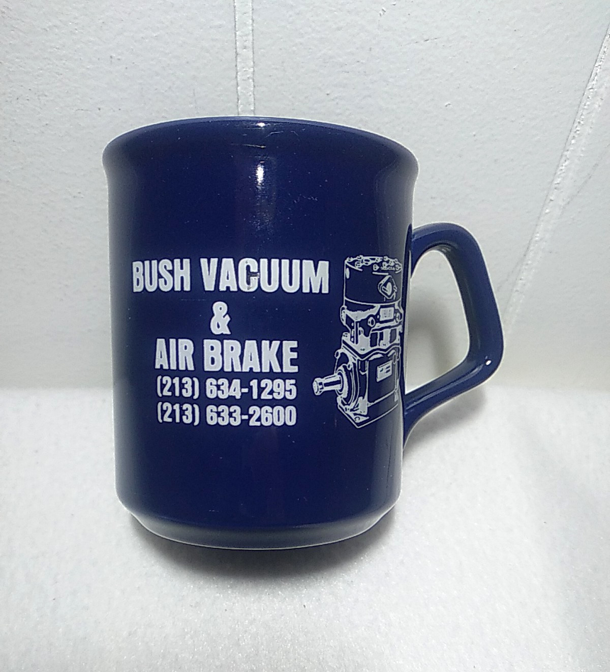 Vintage Ceramic Coffee Mug Bush Vacuum & Air Brake Made in England 3.5" Tall
