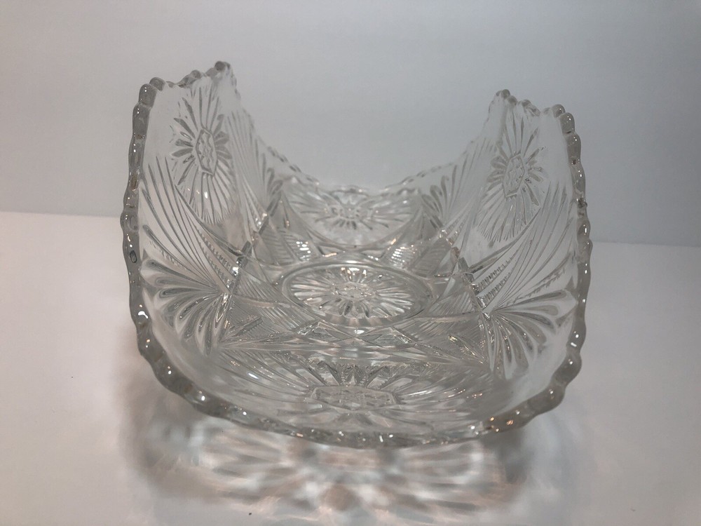 Curved Cut Glass Serving Tray Dish