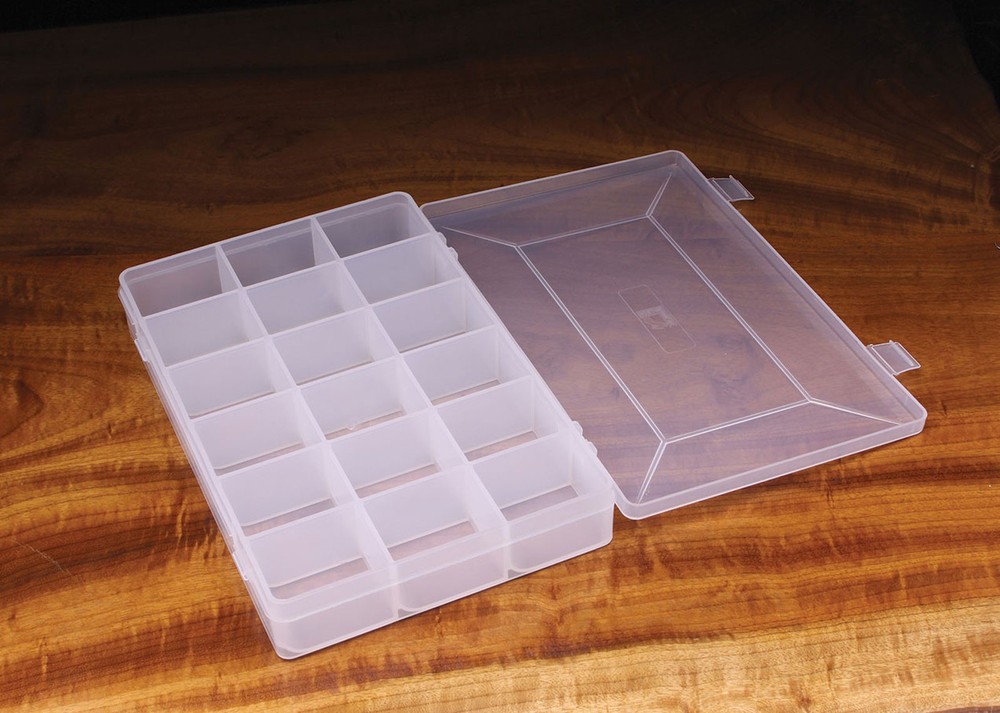 Hareline 18 Compartment Hook Box Clear Top Storage Case