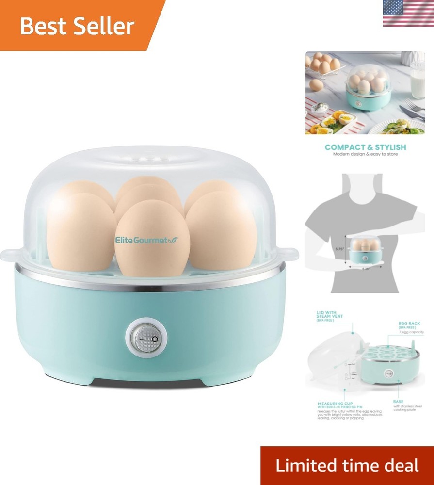 Compact Electric Egg Cooker - Prepare 7 Soft or Hard-Boiled Eggs Effortlessly
