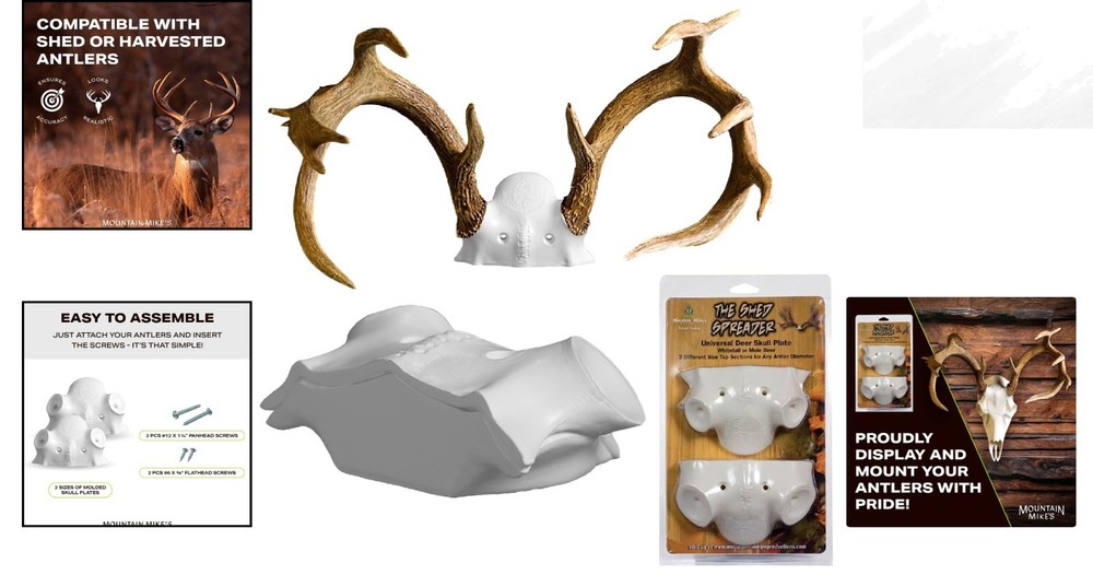 Universal Antler Mounting Kit with Interchangeable Top Sections - Natural Finish
