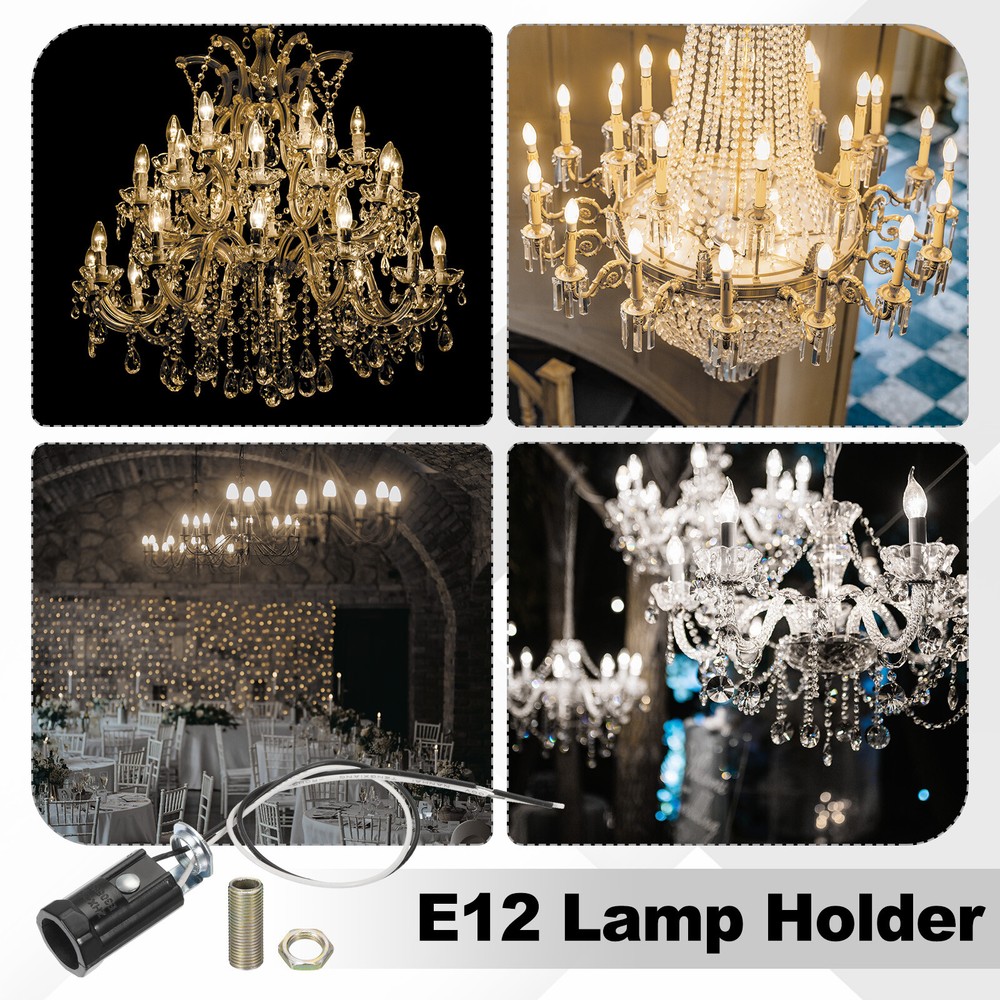 E12 Candelabra Base Lamp Holder Light Socket 3pcs UL Listed with Wire, 1.7"