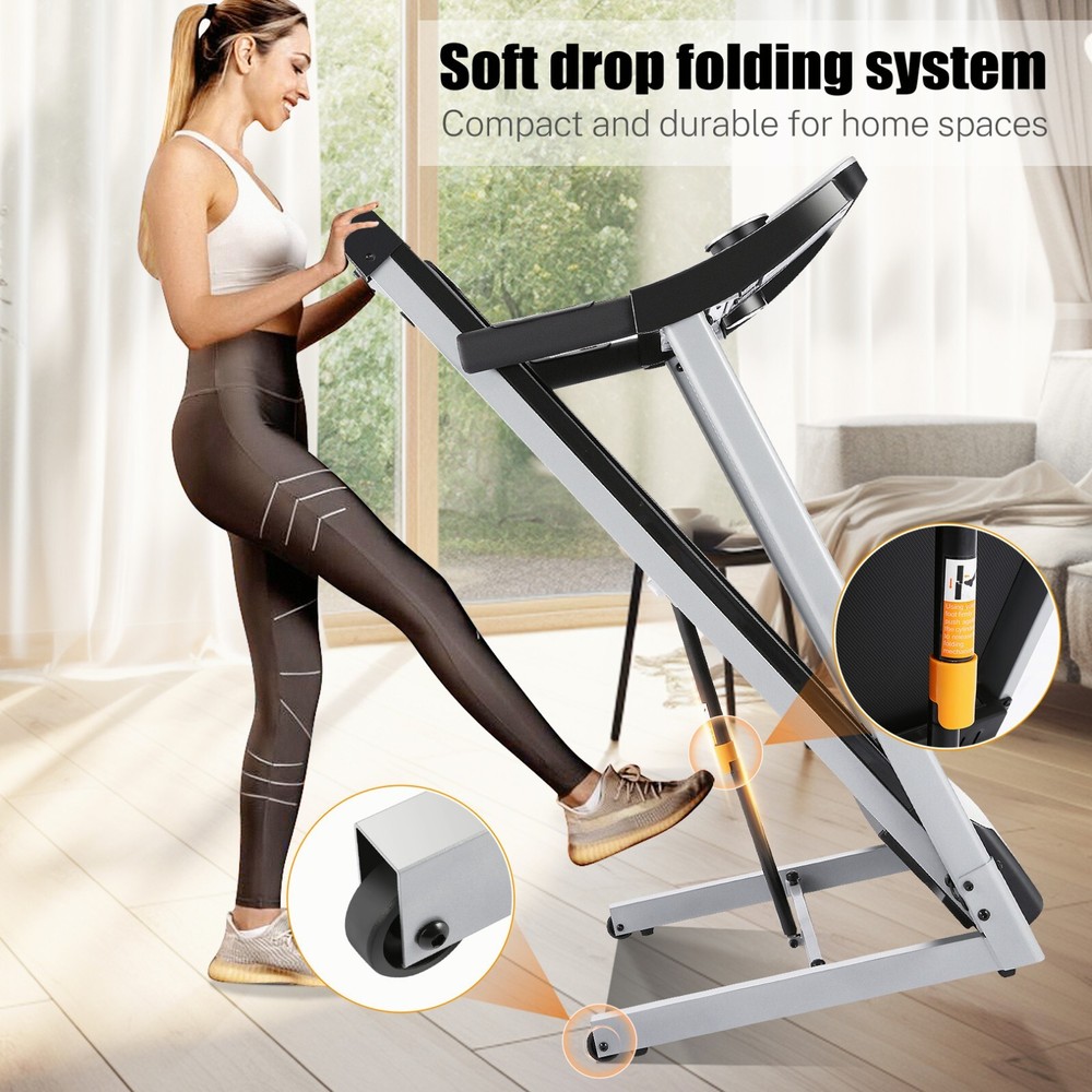3.25HP Folding Treadmill with HD Touchscreen Walking/Running Treadmill Machine~