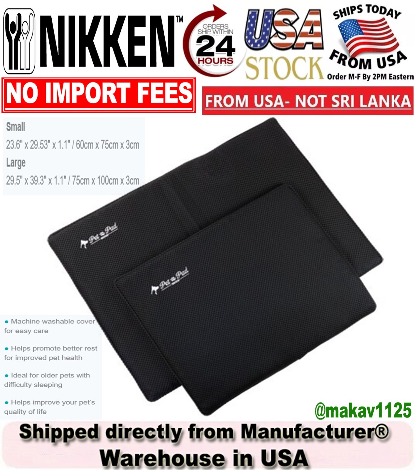 Nikken Kenko Pet Pad 23" x 29" - Magnetic Therapy Pet Bed Cushion ULTRA-RARE 🔥