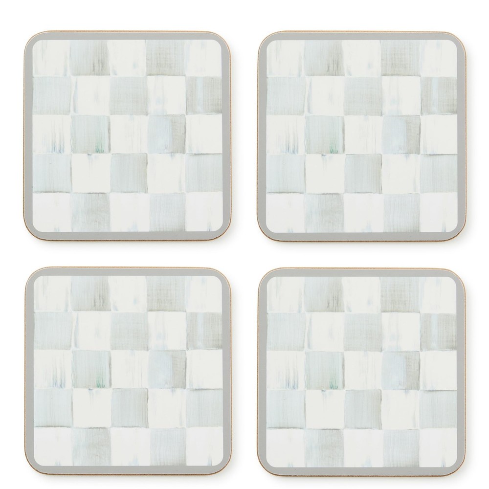 MACKENZIE-CHILDS Square Cork-Back Coaster Set, Table Coasters for Drinks, Set...