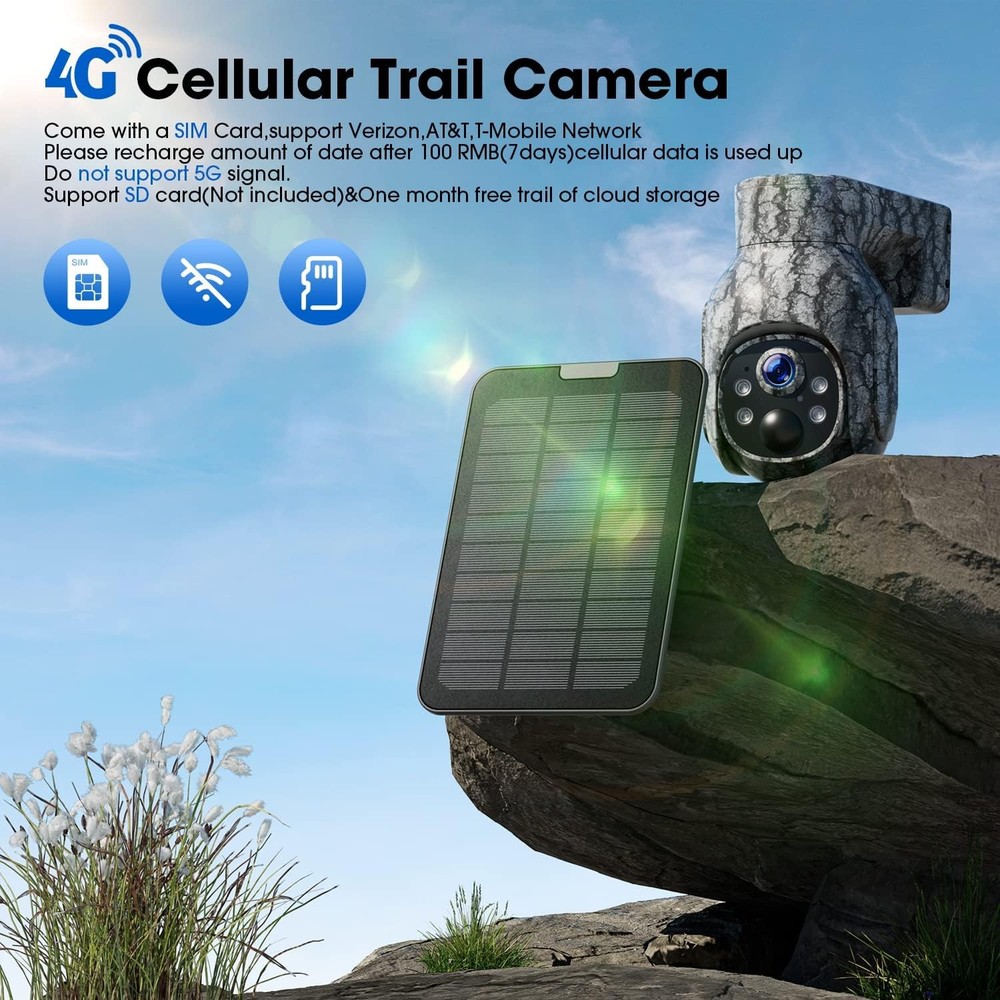 Campark 2K 4G LTE Cellular Solar PTZ Trail Camera Security Camera SIM Card US