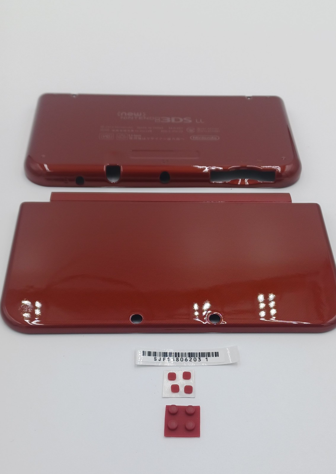 New Nintendo 3ds Xl LL Red Replacement Shells Front/Rear +  Rubbers+Screws+Label