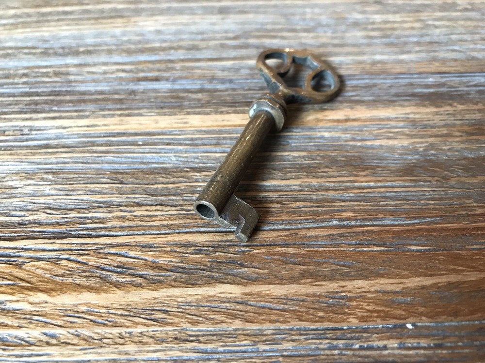 Vintage Solid Brass Hollow Barrel Skeleton Key