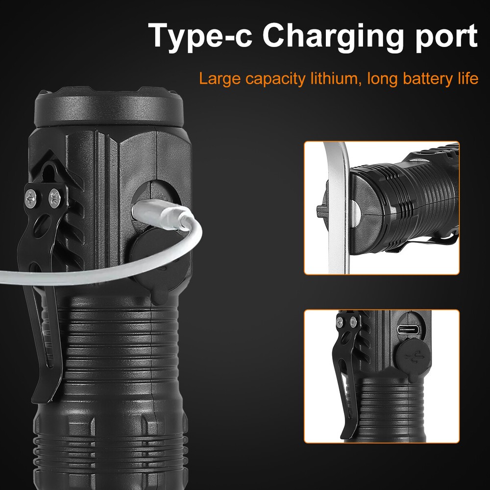3 Pack Super Bright LED Tactical Flashlight Mini USB Rechargeable Lamp Light