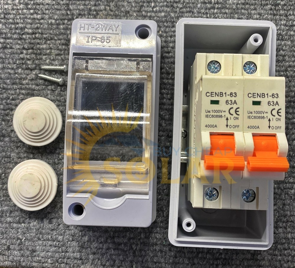 2 string solar combiner box disconnect new DC1000V Includes 63A Breakers