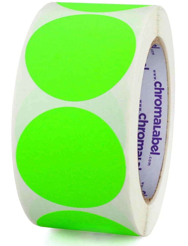 ChromaLabel 2 Inch Color Coded Stickers, Coding 2", Fluorescent Green